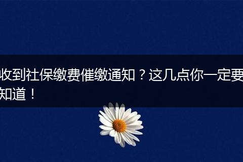 收到社保缴费催缴通知？这几点你一定要知道！