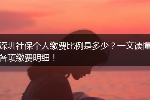 深圳社保个人缴费比例是多少？一文读懂各项缴费明细！