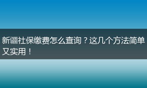 新疆社保缴费怎么查询？这几个方法简单又实用！