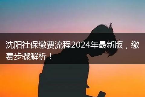 沈阳社保缴费流程2024年最新版，缴费步骤解析！
