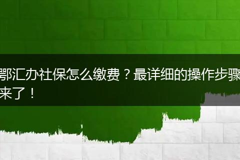 鄂汇办社保怎么缴费？最详细的操作步骤来了！