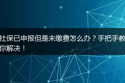 社保已申报但是未缴费怎么办？手把手教你解决！