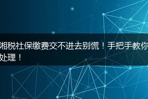 湘税社保缴费交不进去别慌！手把手教你处理！
