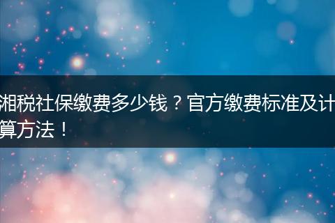 湘税社保缴费多少钱？官方缴费标准及计算方法！