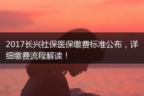 2017长兴社保医保缴费标准公布，详细缴费流程解读！