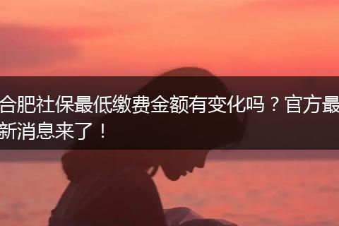 合肥社保最低缴费金额有变化吗？官方最新消息来了！