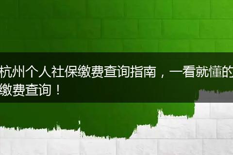 杭州个人社保缴费查询指南，一看就懂的缴费查询！
