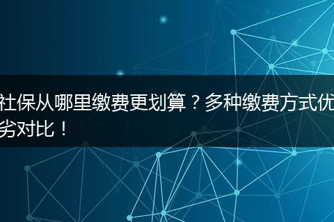 社保从哪里缴费更划算？多种缴费方式优劣对比！