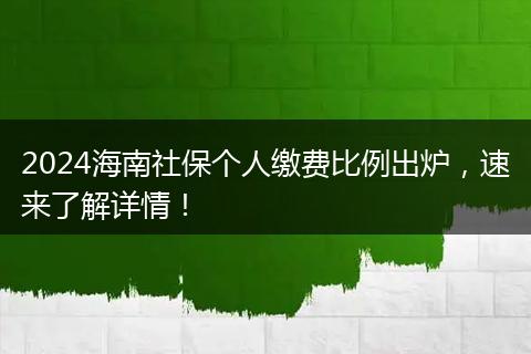 2024海南社保个人缴费比例出炉，速来了解详情！
