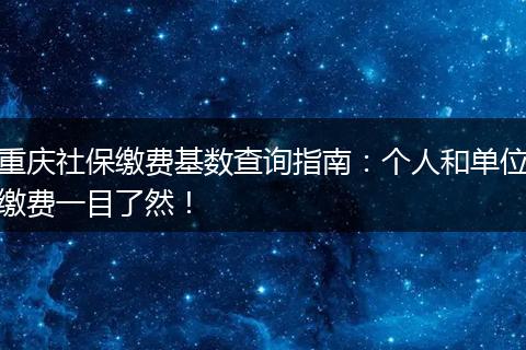 重庆社保缴费基数查询指南：个人和单位缴费一目了然！