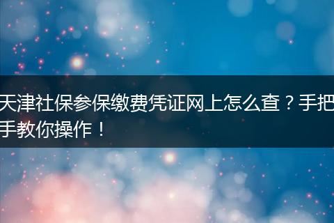 天津社保参保缴费凭证网上怎么查？手把手教你操作！
