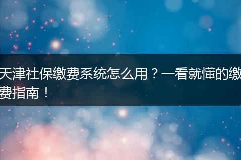 天津社保缴费系统怎么用？一看就懂的缴费指南！