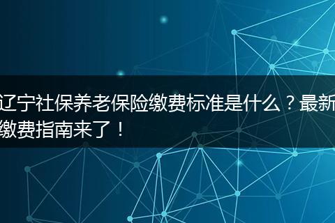 辽宁社保养老保险缴费标准是什么？最新缴费指南来了！