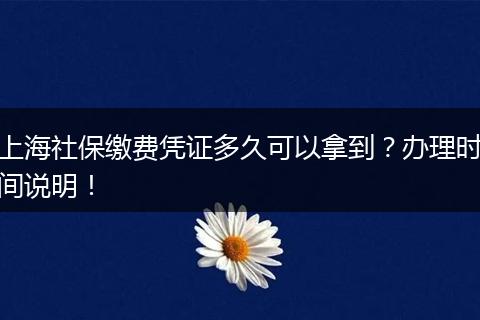 上海社保缴费凭证多久可以拿到？办理时间说明！