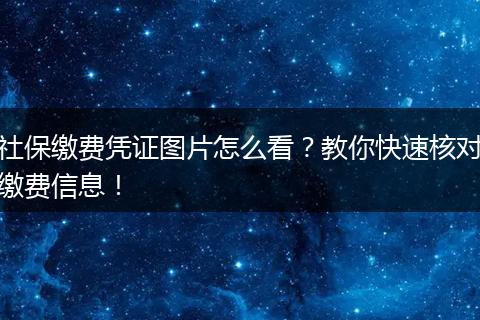 社保缴费凭证图片怎么看？教你快速核对缴费信息！