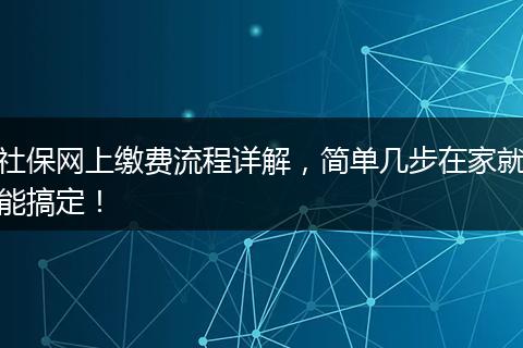 社保网上缴费流程详解，简单几步在家就能搞定！