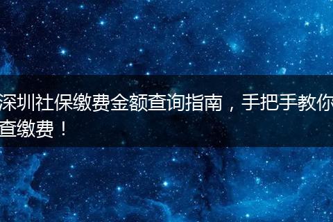 深圳社保缴费金额查询指南，手把手教你查缴费！
