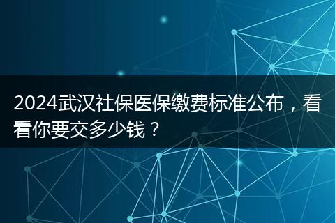 2024武汉社保医保缴费标准公布，看看你要交多少钱？