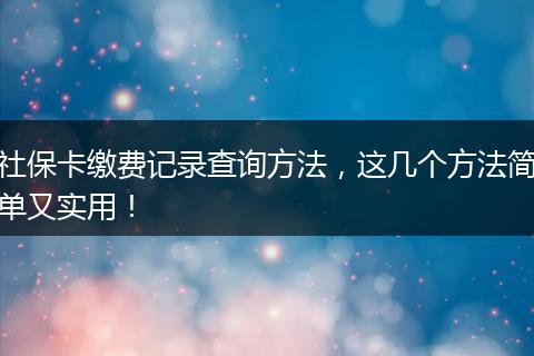 社保卡缴费记录查询方法，这几个方法简单又实用！