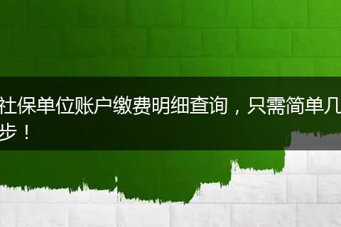 社保单位账户缴费明细查询，只需简单几步！