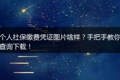 个人社保缴费凭证图片啥样？手把手教你查询下载！
