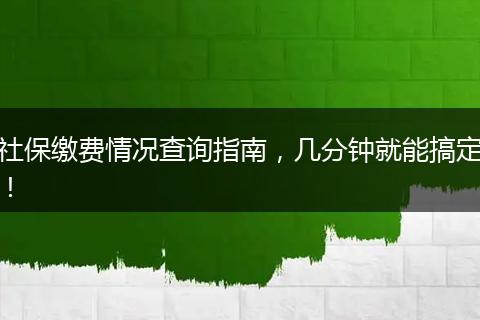 社保缴费情况查询指南，几分钟就能搞定！