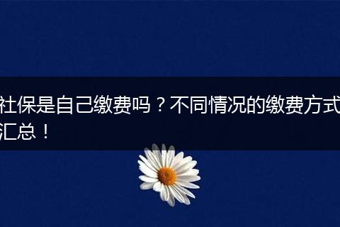 社保是自己缴费吗？不同情况的缴费方式汇总！