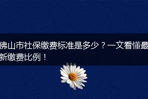 佛山市社保缴费标准是多少？一文看懂最新缴费比例！