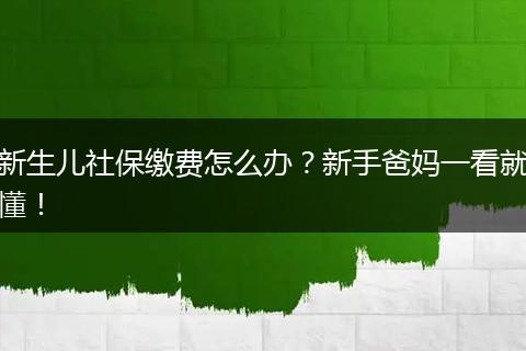 新生儿社保缴费怎么办？新手爸妈一看就懂！