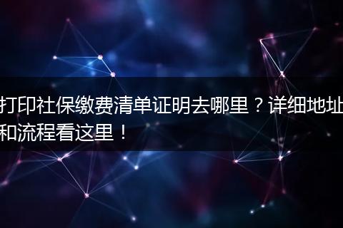 打印社保缴费清单证明去哪里？详细地址和流程看这里！