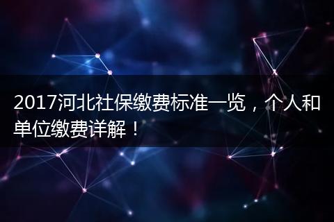 2017河北社保缴费标准一览，个人和单位缴费详解！