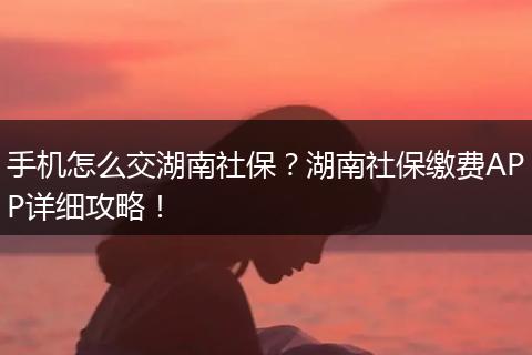 手机怎么交湖南社保？湖南社保缴费APP详细攻略！