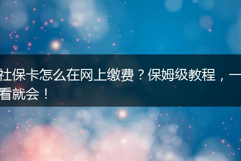 社保卡怎么在网上缴费？保姆级教程，一看就会！