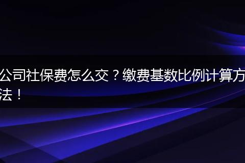 公司社保费怎么交？缴费基数比例计算方法！