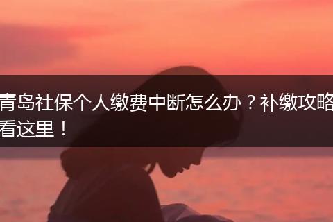 青岛社保个人缴费中断怎么办？补缴攻略看这里！