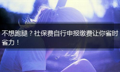 不想跑腿？社保费自行申报缴费让你省时省力！