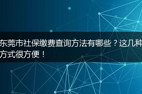 东莞市社保缴费查询方法有哪些？这几种方式很方便！