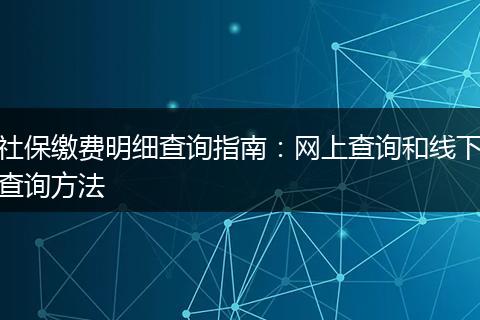 社保缴费明细查询指南：网上查询和线下查询方法