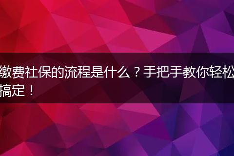 缴费社保的流程是什么？手把手教你轻松搞定！