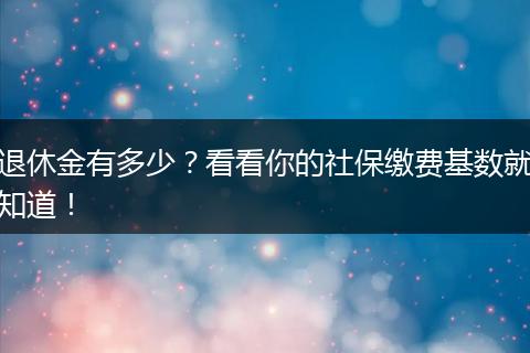 退休金有多少？看看你的社保缴费基数就知道！