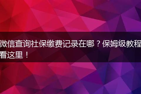 微信查询社保缴费记录在哪？保姆级教程看这里！