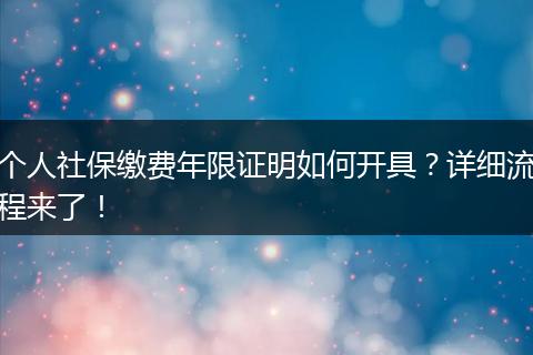 个人社保缴费年限证明如何开具？详细流程来了！