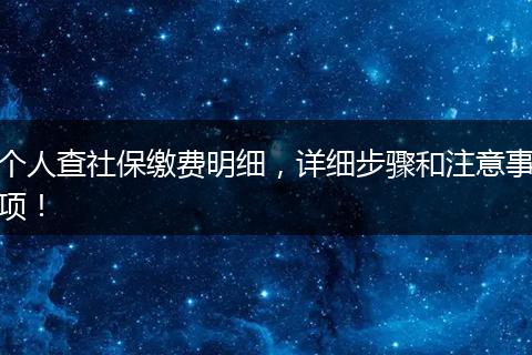 个人查社保缴费明细，详细步骤和注意事项！