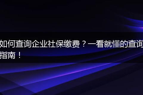 如何查询企业社保缴费？一看就懂的查询指南！