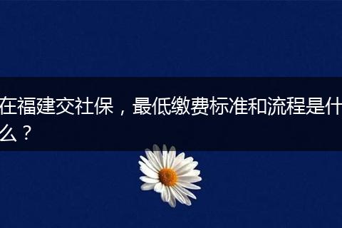 在福建交社保，最低缴费标准和流程是什么？
