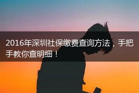 2016年深圳社保缴费查询方法，手把手教你查明细！