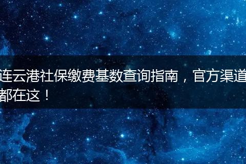 连云港社保缴费基数查询指南，官方渠道都在这！