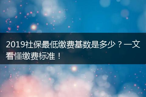 2019社保最低缴费基数是多少？一文看懂缴费标准！