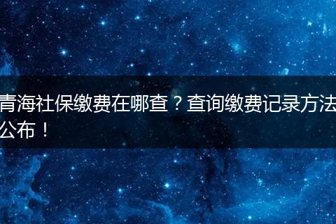 青海社保缴费在哪查？查询缴费记录方法公布！