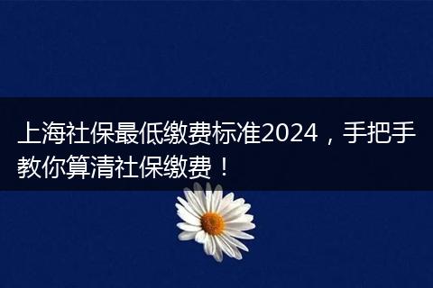 上海社保最低缴费标准2024，手把手教你算清社保缴费！